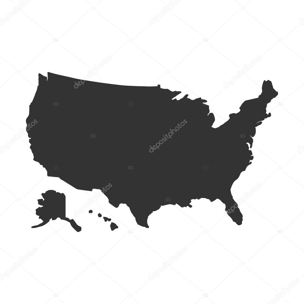 The United States Of American Map Vector Illustration. USA map icon isolated on white background. Cartography symbol modern, simple, vector, icon for website design, mobile app, ui