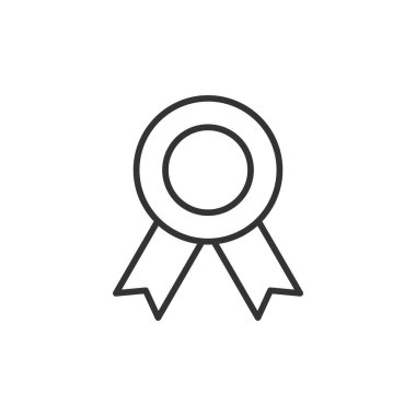 Rozet simgesi beyaz arkaplanda izole edildi. Kurdele sembolü modern, basit, vektör, web sitesi tasarımı için simge, mobil uygulama, ui. Vektör İllüstrasyonu