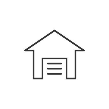 Garaj simgesi beyaz arkaplanda izole edildi. Gayrimenkul sembolü modern, basit, vektör, web sitesi tasarımı için simge, mobil uygulama, ui. Vektör İllüstrasyonu