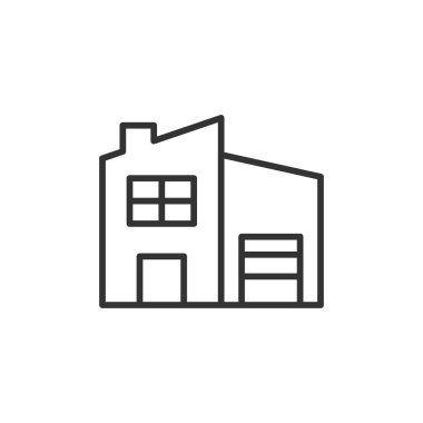 Bina simgesi beyaz arkaplanda izole edildi. Gayrimenkul sembolü modern, basit, vektör, web sitesi tasarımı için simge, mobil uygulama, ui. Vektör İllüstrasyonu