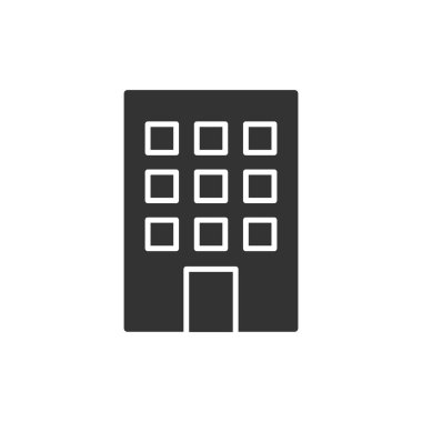 Bina simgesi beyaz arkaplanda izole edildi. Gayrimenkul sembolü modern, basit, vektör, web sitesi tasarımı için simge, mobil uygulama, ui. Vektör İllüstrasyonu