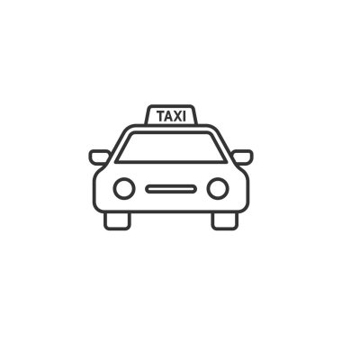 Beyaz arkaplanda izole edilmiş bir taksi simgesi. Ulaşım modern, basit, vektör, web sitesi tasarımı için simge, mobil uygulama, ui. Vektör İllüstrasyonu