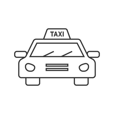 Beyaz arkaplanda izole edilmiş bir taksi simgesi. Ulaşım modern, basit, vektör, web sitesi tasarımı için simge, mobil uygulama, ui. Vektör İllüstrasyonu
