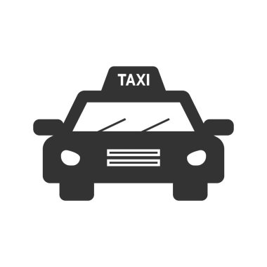 Beyaz arkaplanda izole edilmiş bir taksi simgesi. Ulaşım modern, basit, vektör, web sitesi tasarımı için simge, mobil uygulama, ui. Vektör İllüstrasyonu