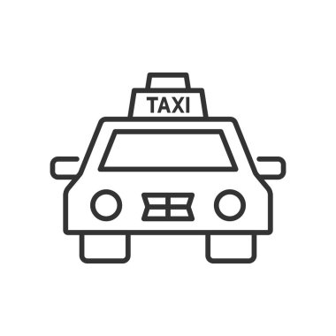 Beyaz arkaplanda izole edilmiş bir taksi simgesi. Ulaşım modern, basit, vektör, web sitesi tasarımı için simge, mobil uygulama, ui. Vektör İllüstrasyonu