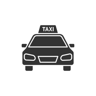 Beyaz arkaplanda izole edilmiş bir taksi simgesi. Ulaşım modern, basit, vektör, web sitesi tasarımı için simge, mobil uygulama, ui. Vektör İllüstrasyonu