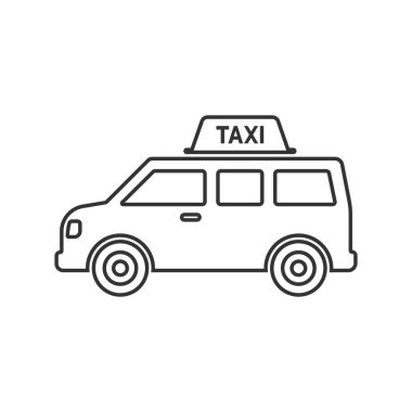 Beyaz arkaplanda izole edilmiş bir taksi simgesi. Ulaşım modern, basit, vektör, web sitesi tasarımı için simge, mobil uygulama, ui. Vektör İllüstrasyonu