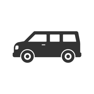 Minivan araba simgesi beyaz arkaplanda izole edildi. Araç sembolü modern, basit, vektör, web sitesi tasarımı için simge, mobil uygulama, ui. Vektör İllüstrasyonu