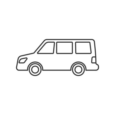 Minivan araba simgesi beyaz arkaplanda izole edildi. Araç sembolü modern, basit, vektör, web sitesi tasarımı için simge, mobil uygulama, ui. Vektör İllüstrasyonu