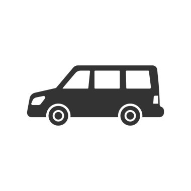 Minivan araba simgesi beyaz arkaplanda izole edildi. Araç sembolü modern, basit, vektör, web sitesi tasarımı için simge, mobil uygulama, ui. Vektör İllüstrasyonu