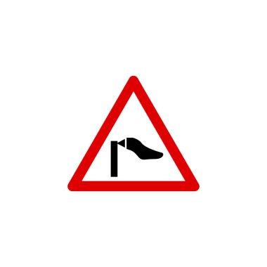 Yan rüzgarlar muhtemelen beyaz arka planda izole edilmiş üçgen yol işareti. Yansıtıcı trafik işareti sembolü modern, basit, vektör, web sitesi tasarımı için simge, mobil uygulama, ui. Vektör İllüstrasyonu