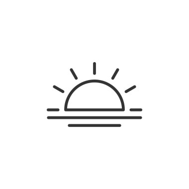 Gündoğumu simgesi beyaz arkaplanda izole edildi. Doğa sembolü modern, basit, vektör, web sitesi tasarımı için simge, mobil uygulama, ui. Vektör İllüstrasyonu