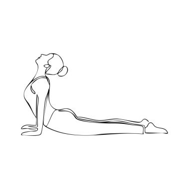 Yoga poz simgesi çizimi beyaz arkaplanda izole edildi. Sağlık sembolü modern, basit, vektör, web sitesi tasarımı için simge, mobil uygulama, ui. Vektör İllüstrasyonu