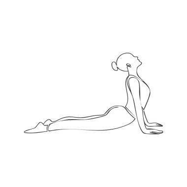 Yoga poz simgesi çizimi beyaz arkaplanda izole edildi. Sağlık sembolü modern, basit, vektör, web sitesi tasarımı için simge, mobil uygulama, ui. Vektör İllüstrasyonu