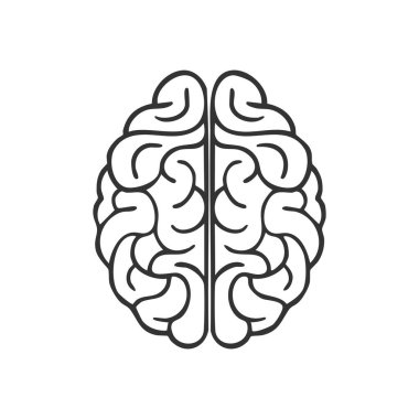 Beynin simgesi beyaz arkaplanda izole edildi. Anatomi sembolü modern, basit, vektör, web sitesi tasarımı için simge, mobil uygulama, ui. Vektör İllüstrasyonu