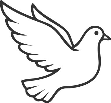 Beyaz arkaplanda güvercin simgesi izole edildi. Barış sembolü modern, basit, vektör, web sitesi tasarımı için simge, mobil uygulama, ui. Vektör İllüstrasyonu