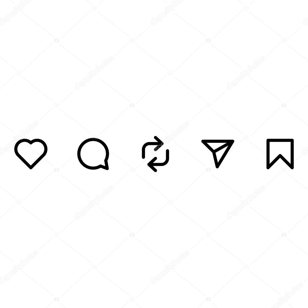 Collection of social media icons isolated on white background. Symbols modern, simple, vector, icon for website design, mobile app, ui. Vector Illustration