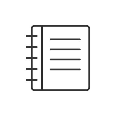 Not defteri simgesi beyaz arkaplanda izole edildi. Eğitim sembolü modern, basit, vektör, web sitesi tasarımı için simge, mobil uygulama, ui. Vektör İllüstrasyonu