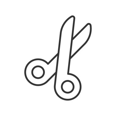 Makas simgesi beyaz arkaplanda izole edildi. Okul malzemeleri modern, basit, vektör, web sitesi tasarımı için simge, mobil uygulama, ui. Vektör İllüstrasyonu