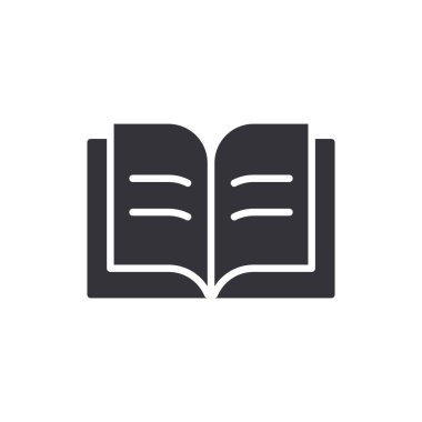 Kitap simgesi arka planda izole edildi. Eğitim sembolü modern, basit, vektör, web sitesi tasarımı için simge, mobil uygulama, ui. Vektör İllüstrasyonu