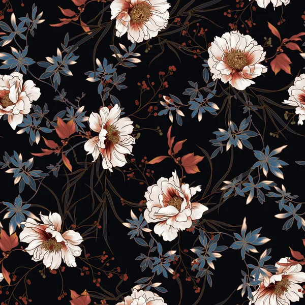 Patrón Floral Elegante Gráfico Decorativo Sin Costuras — Foto de Stock