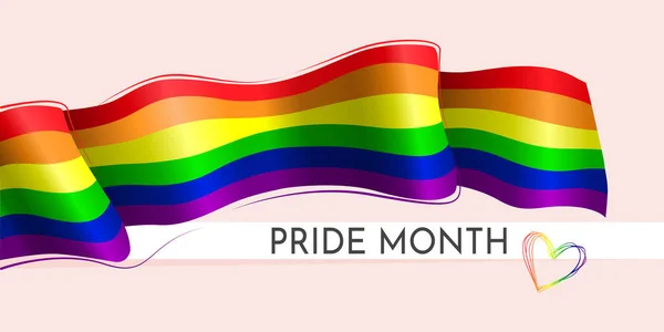 Pembe arka planda Gökkuşağı Gurur Renkli Gerçekçi Bayrak ve İmza