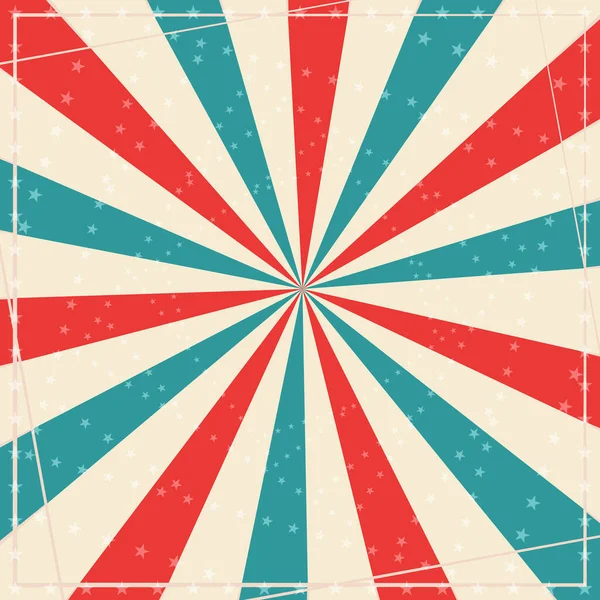 Güneş ışığı sirk şablonu. Kırmızı, mavi, bej rengi patlama arkaplanı