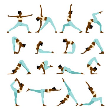 Esmer tenli, yoga ve fitness egzersizleri yapan zayıf, sportif bir kadın grubu.