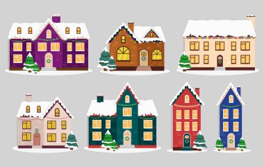 Süslü, renkli bir Noel evi.