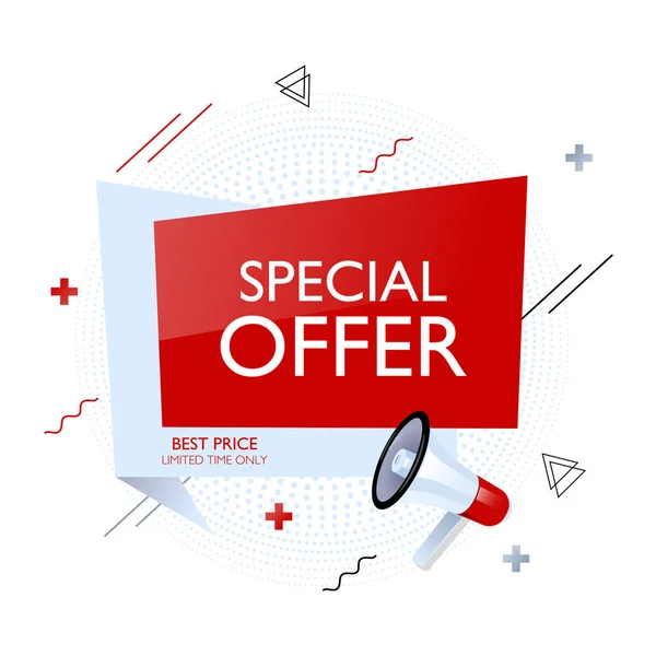 Soyut elementler ve megafonla özel satış afişi