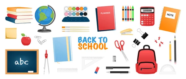 Set Back School Education Supplies — Stock Vector