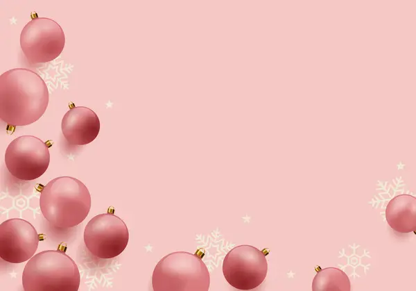 Dekoratif toplarla Noel pembe arka planı