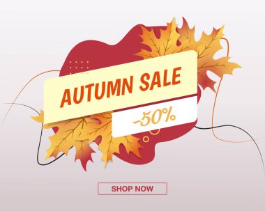 Sonbahar Satış Bayrağı soyut ve yapraklı. Yarı fiyatına.