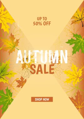 Renkli yapraklı sonbahar indirimi afişi