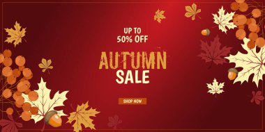 Sonbahar Sonbaharı renkli yapraklı yatay satış kartı