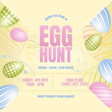 Paskalya Yumurtası Avı sarı duyuru kartı