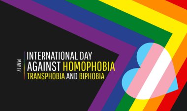 International Day against homophobia, transphobia and biphobia template with pride flag and sign clipart