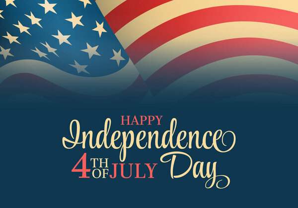 4 июля День Независимости шаблон с размахиванием флагом и знаком