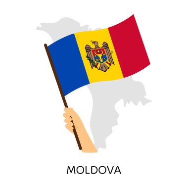 Moldova 'nın ulusal bayrağını tutan el