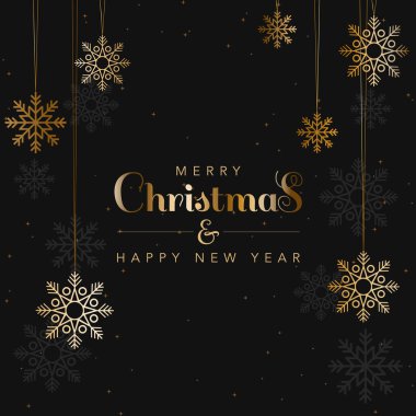 Altın kar taneli Mutlu Noeller kartı