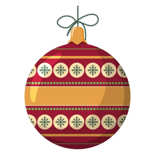 Kar taneleri ve çizgili süslemeleri olan yuvarlak Noel topu