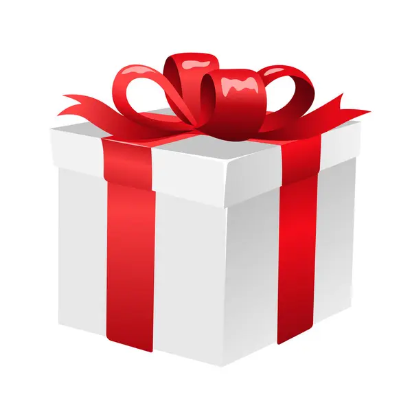 Kırmızı kurdeleli hediye kutusu ve yay.