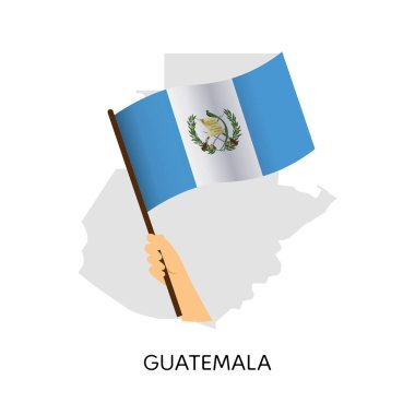 El ele tutuşarak Guatemala ulusal bayrağı