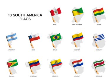 El ele tutuşan Güney Amerika bayrakları.