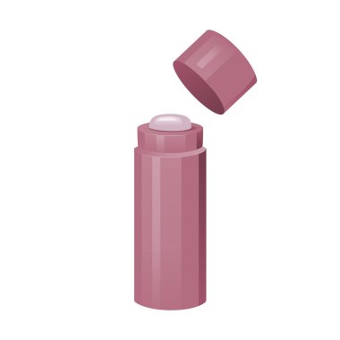 Açık kapaklı pembe dudak kremi.