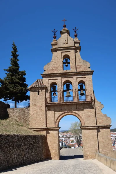 Aracena Huelva Spain March 2023 Vertical View Entrance Belfry Castle — Stock Photo, Image