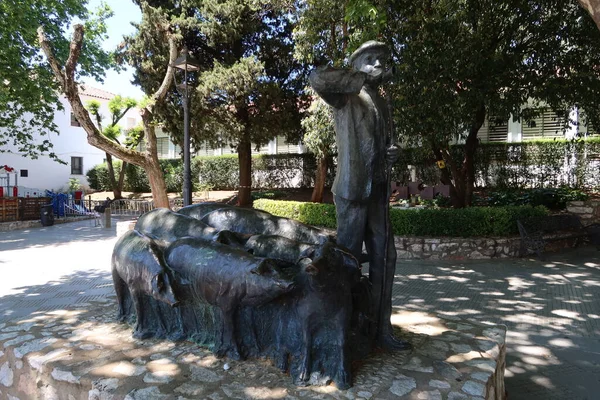 Aracena Huelva Hiszpania Maja 2023 Rzeźba Radnego Jego Stada Parku — Zdjęcie stockowe