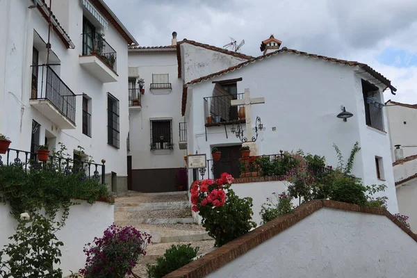 Galaroza Huelva Spain Червня 2023 Білі Будинки Квіти Галаросі Уельва — стокове фото