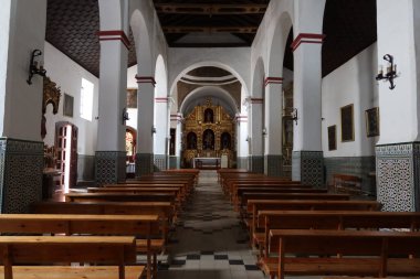Aracena, Huelva, İspanya, 12 Haziran 2023 Nuestra Kilisesi 'nin ana salonu. 16. yüzyılın binası, 17. yüzyıl. Aracena, Huelva, İspanya