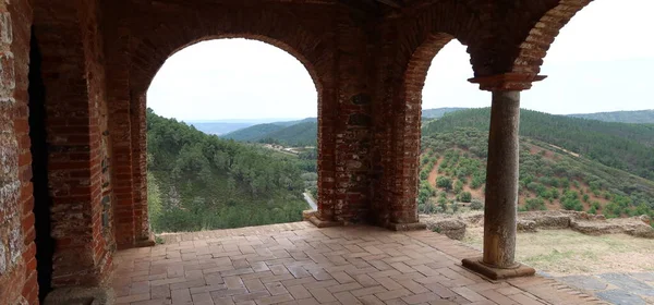 Almonaster Real Huelva Espagne Juin 2023 Panoramique Des Montagnes Depuis — Photo